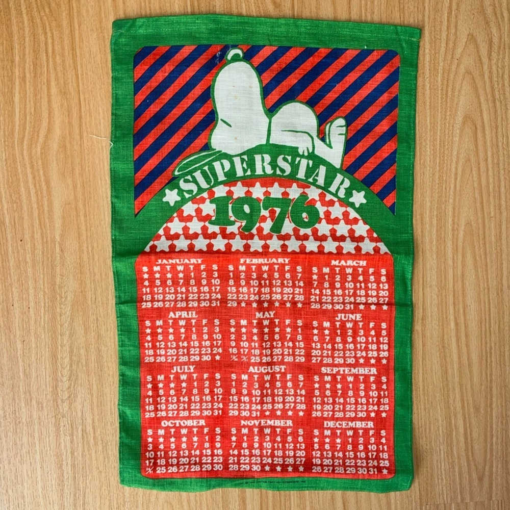 Vintage 1976 Snoopy Linen Wall Calendar
